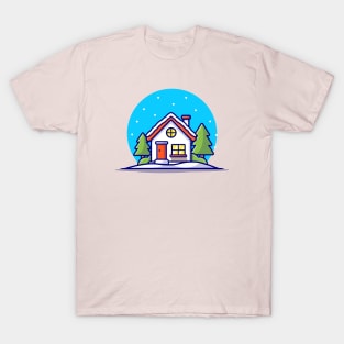 House In Winter Cartoon Vector Icon Illustration T-Shirt